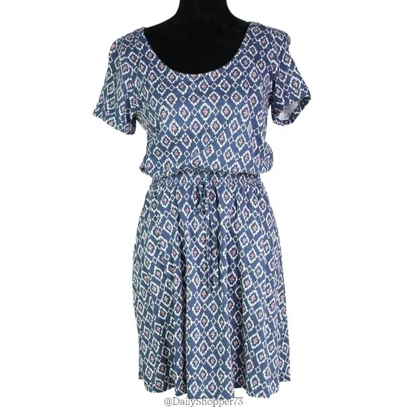 Falls Creek Dresses | Falls Creek Women's Blue & White Bohemian Diamond Cotton Fit & Flare Mini Dress | Color: Blue/White | Size: M | Pm-94898459's Falls Creek Dresses | Falls Creek Women's Blue & White Bohemian Diamond Cotton Fit & Flare Mini Dress | Color: Blue/White | Size: M | Pm-94898459's